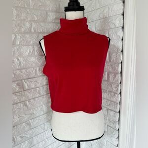 VINTAGE Red Cropped Turtleneck
